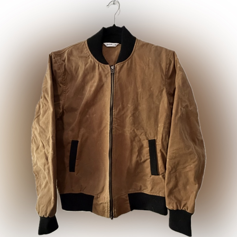 3sixteen Tan Bomber Jacket with Black Ribbed Trim